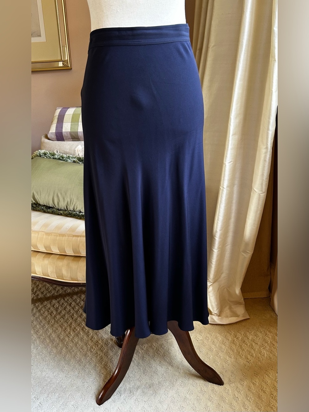 Vintage Ralph Lauren Blue Label Nautical Silk Jersey Skirt Size 10